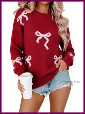 Funny Ugly Christmas Sweater Pullover Crew Neck Oversized Holiday Knit